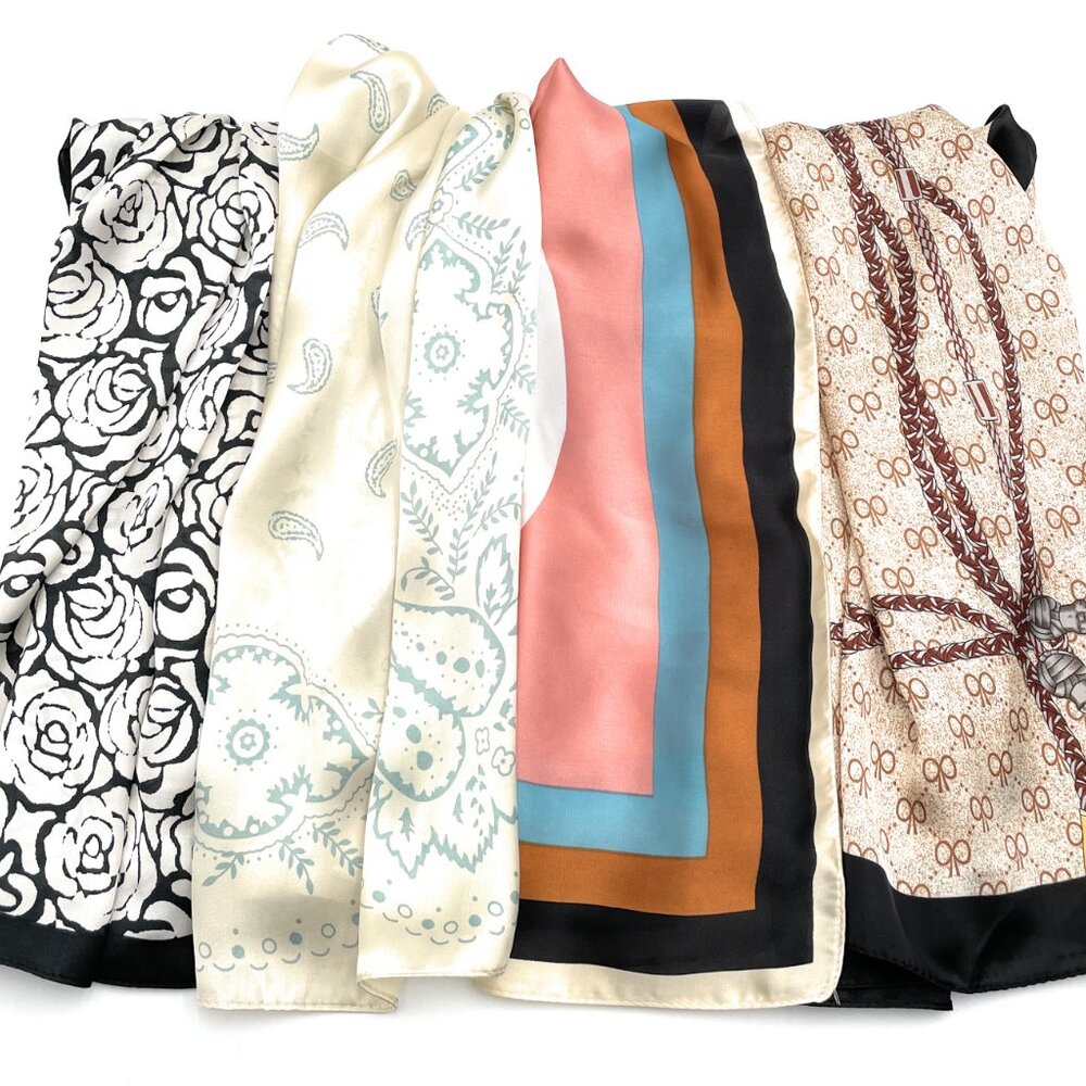 Silk Satin Feel Large Square Fashion Scarf – Versatile Head & Neck Accessory 27.